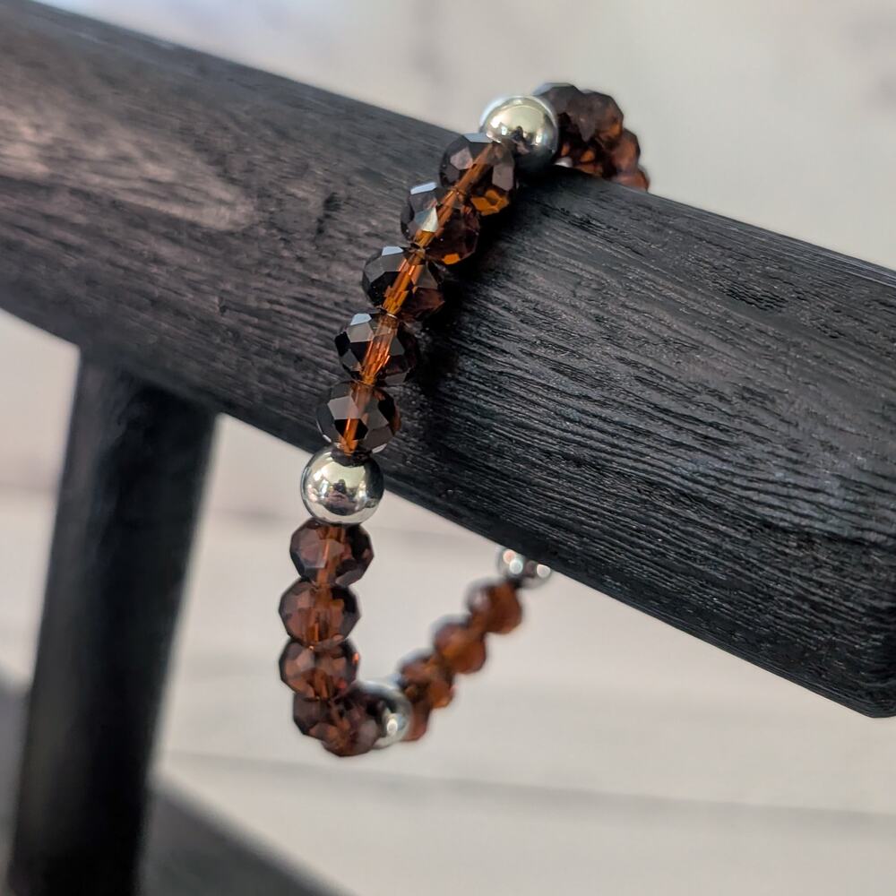 Brown & Silver Tone Stretch Bracelet